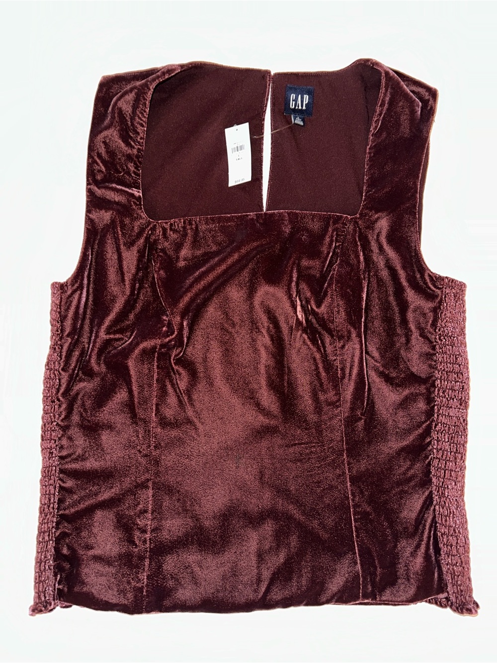 GAP - Burgundy Wine Red Velvet Square-Neck Corset Style Top - L